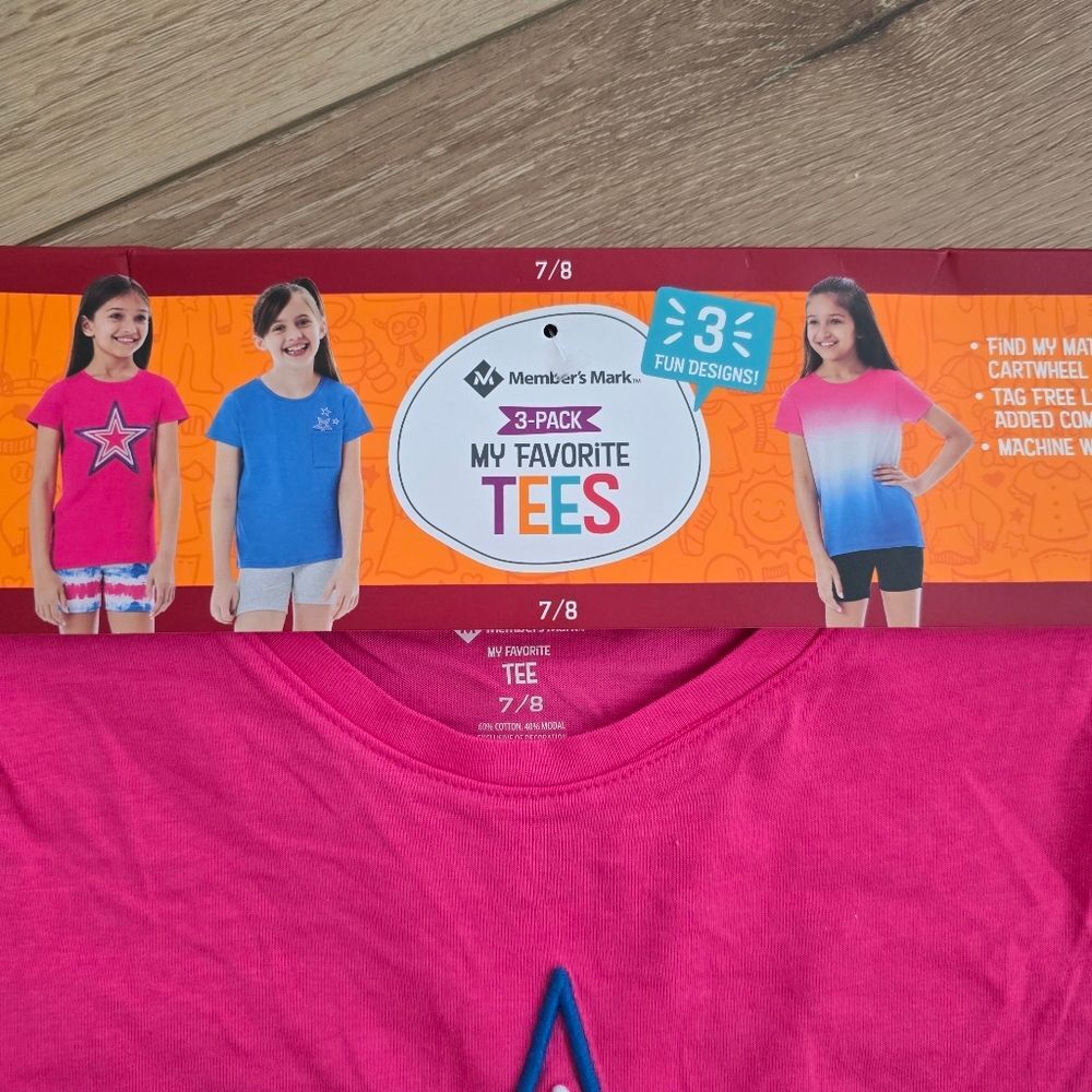 Members Mark 3 Pack Of Girls Shirts Tees